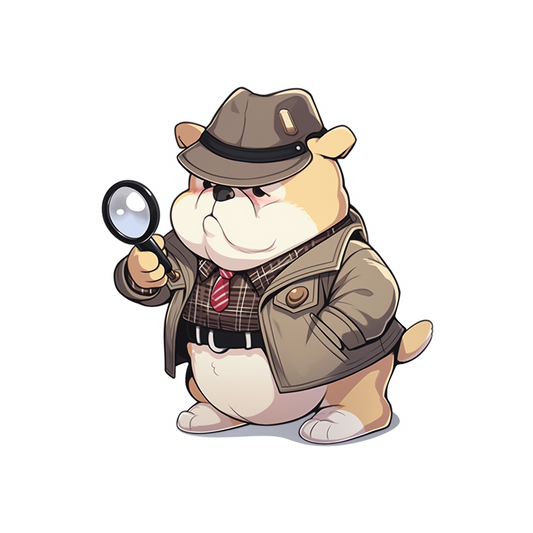 serious detective dog with magnifying glass sticker
