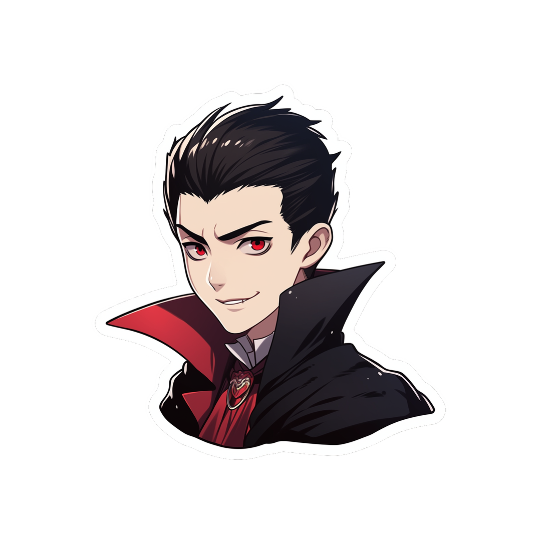 smiling anime vampire halloween sticker