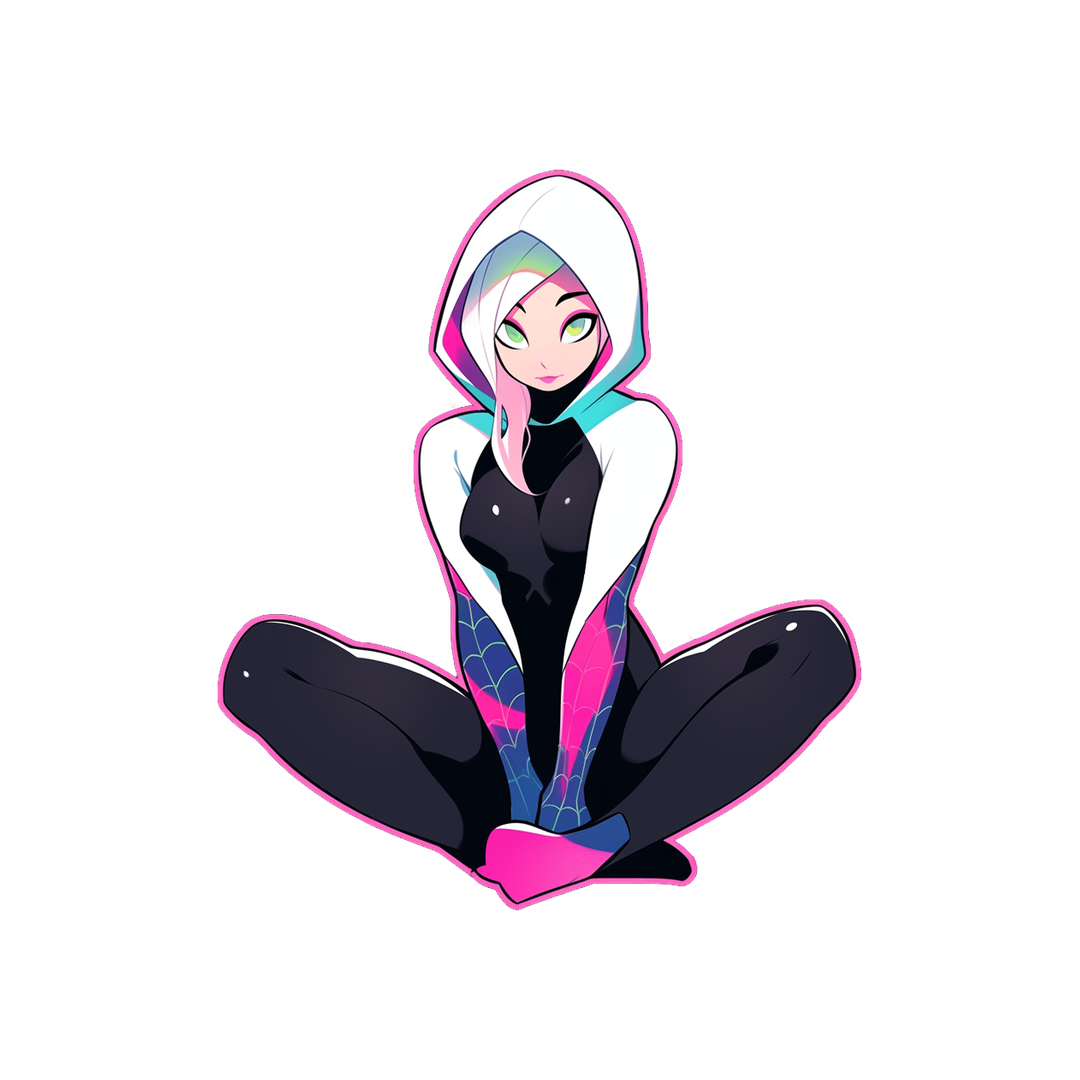 spider gwen pink stroke sticker