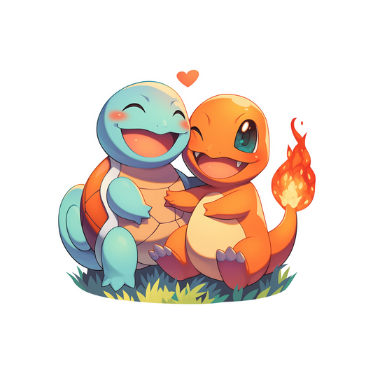 squirtle and charmander pokemon friendship sticker