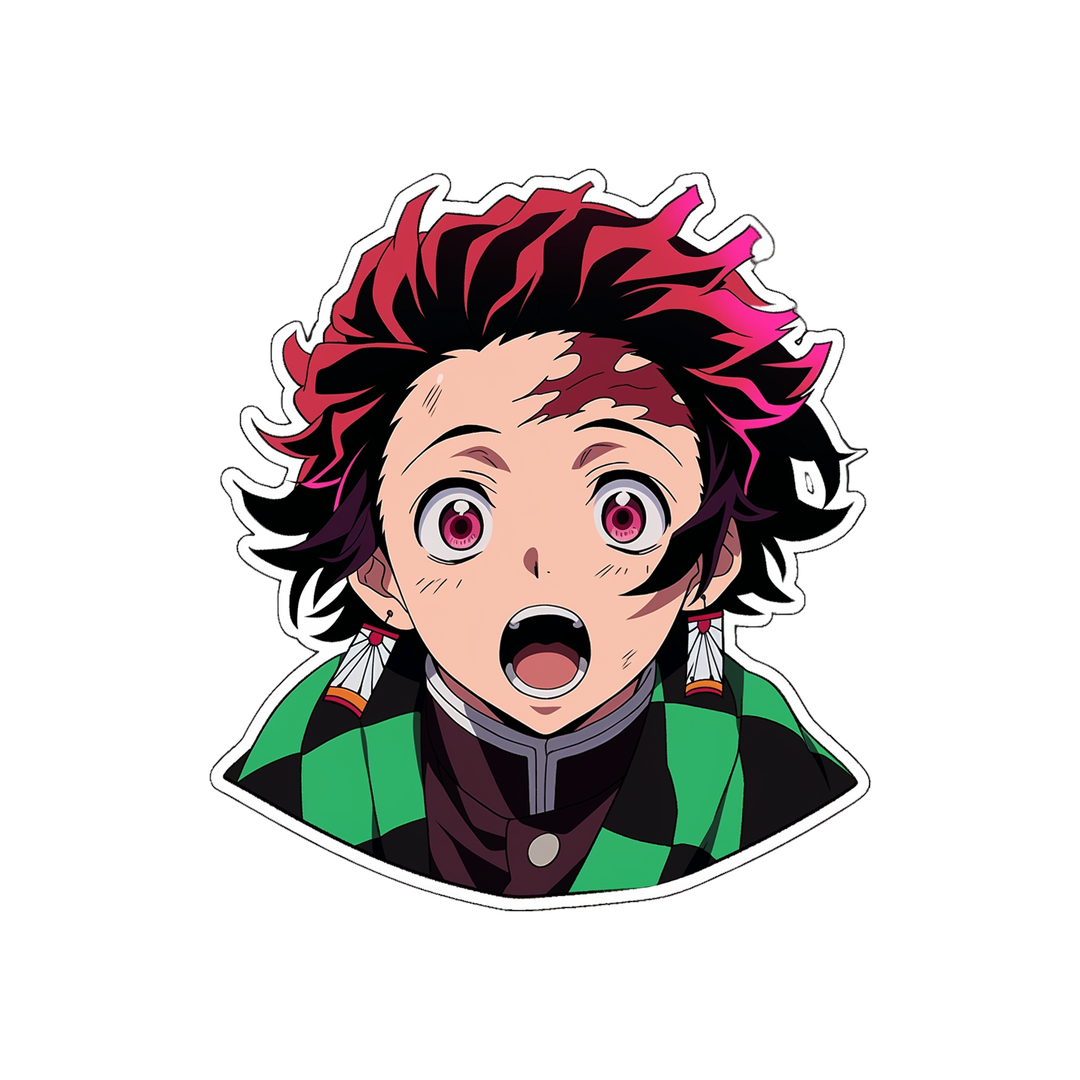 surprised tanjiro kamado anime sticker