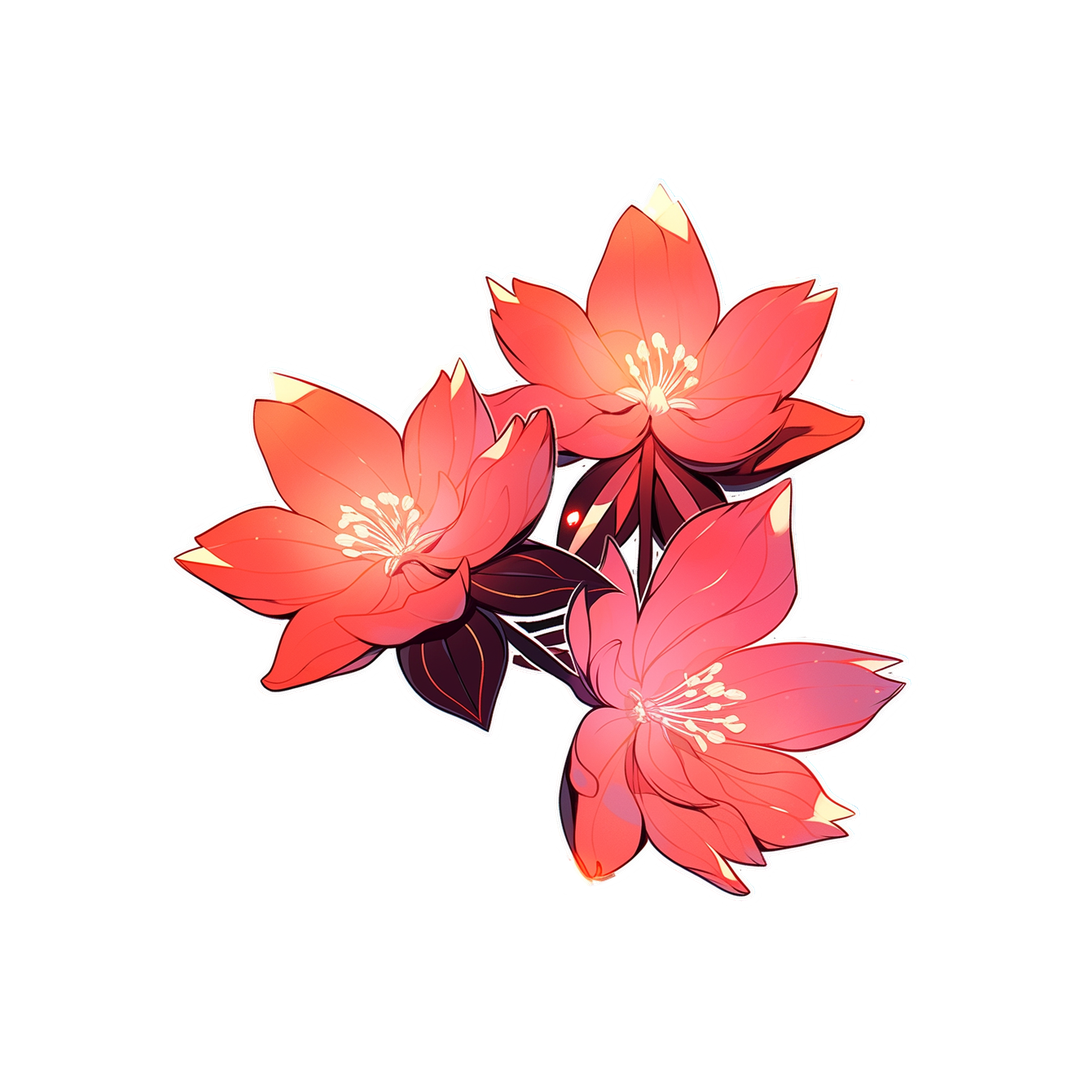 three beautiful red flowers sticker