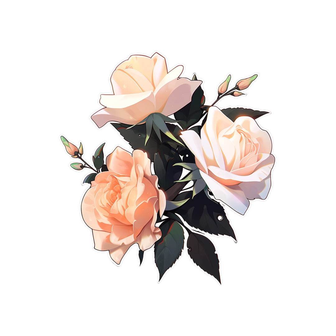 three peach roses sticker