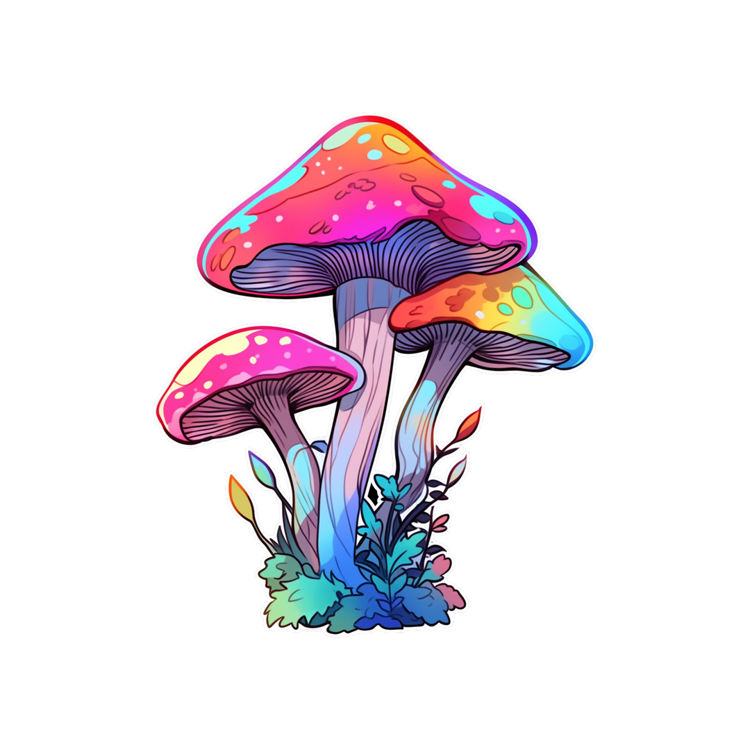 three trippy mushrooms sticker
