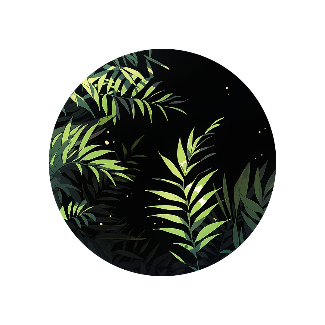 tropical leaves round sticker