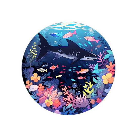 underwater world round sticker