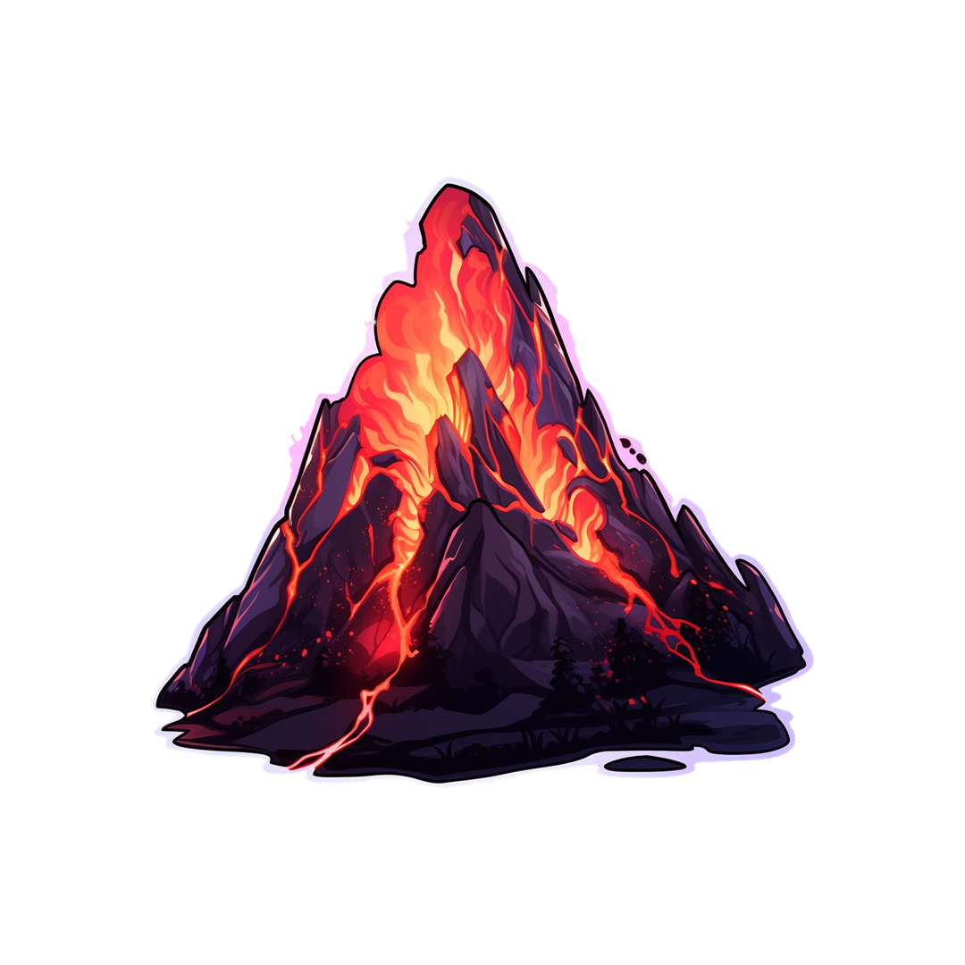 volcano spills lava art sticker
