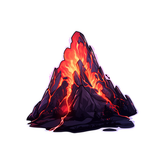 volcano spills lava art sticker