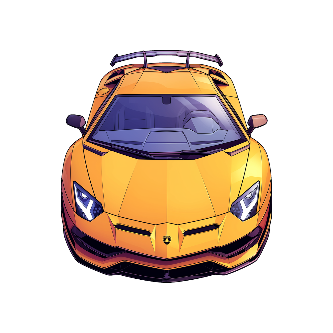 yellow lambo supercar top view sticker