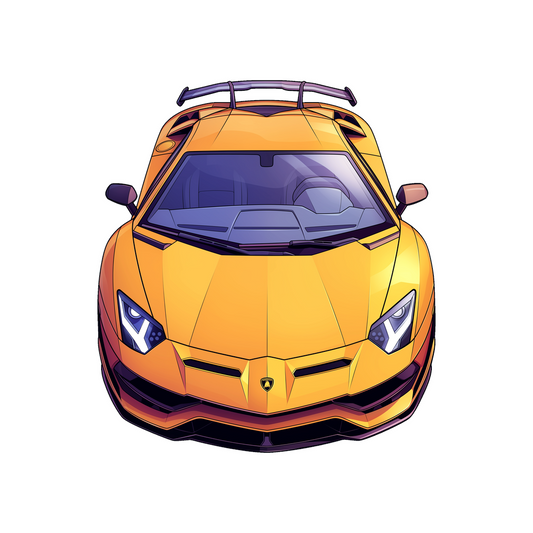 yellow lambo supercar top view sticker