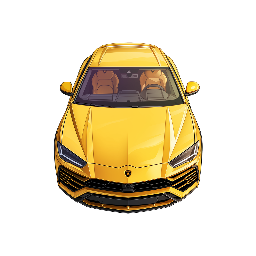 yellow lamborghini urus top view sticker